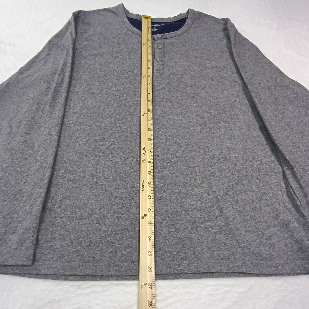 Eddie Bauer Men's Large Gray Long Sleeve Henley Shirt 3 Button - Picture 5 of 12